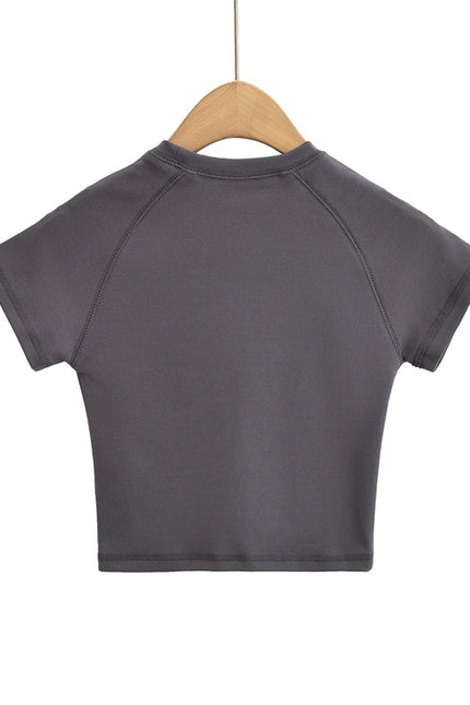 6 Colorway Crew Neck Solid Color Short Sleeve Knitted Casual Fashion Women Crop t Shirt
