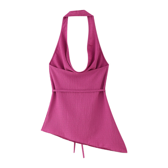 3 Colorway Back Hollow Out Solid Color Sleeveless Casual Fashion Women's Halter tank Top