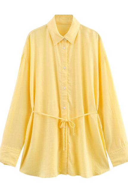 4 Colorway Buttons up Long Sleeve Turn Down Collar Casual Fashion Tops Blouse for Women