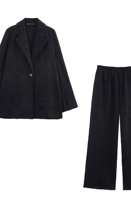 Single Button Long Sleeve Notched Collar Black Color Casual Fashion blazer Jacket for Women