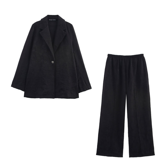 Single Button Long Sleeve Notched Collar Black Color Casual Fashion blazer Jacket for Women