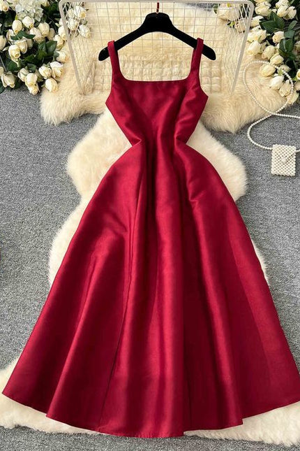 2024 New Design Sense Backless Retro Solid Color Women's Casual Dress Prom Dress