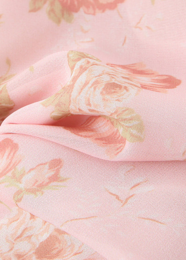 Floral Print Back Hollow Out pink Color Sleeveless Casual Fashion Summer Long Halter Dress for Women