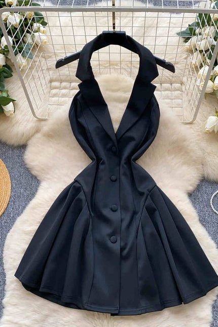 Sexy Ladies Sleeveless V Neck Backless Mini Dress Women