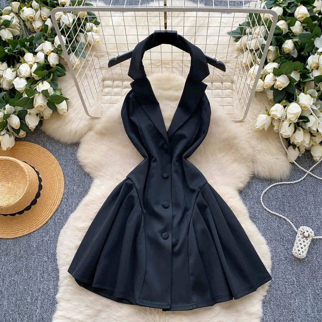 Sexy Ladies Sleeveless V Neck Backless Mini Dress Women