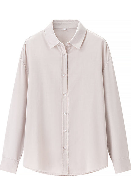 3 Colorway Solid Color Long Sleeve Buttons up Turn Down Collar Casual Fashion Tops Blouse for Women