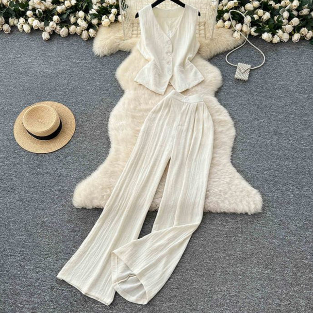 Women Tank Top 2 Piece Suit Summer Cotton Linen Two Piece Women's Set Outfits