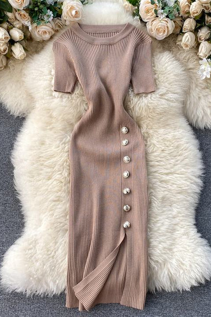 Summer New Arrives High Waist Tight Knit Dress Elegant Knit Sweater Dress