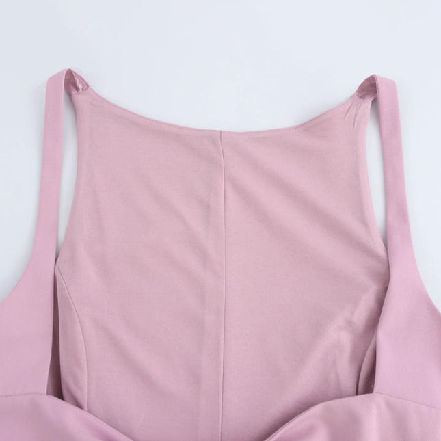 2 Colorway Solid Color Back Hollow Out Bow Tie Sleeveless Casual Fashion Tops Blouse for Women