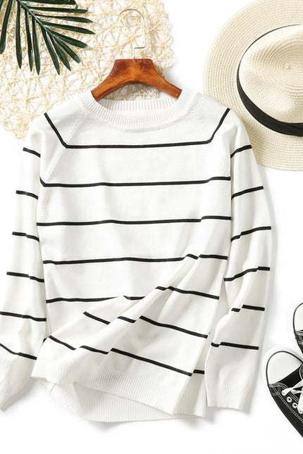 New Style Autumn Winter Women Sweater Striped Vintage Casual Elegant Knit Wear Female Pullovers Tops Korean O-neck Sweaters Lady