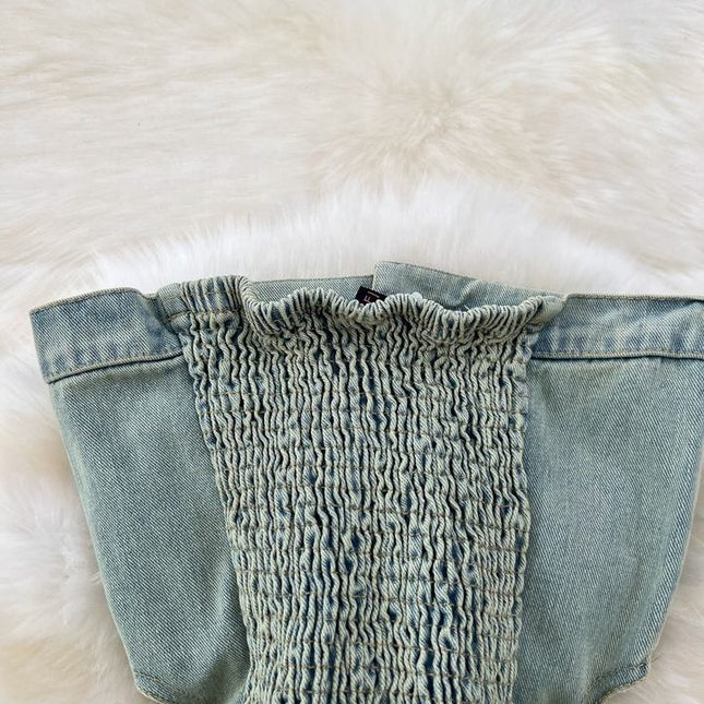 Summer Retro Tube Midriff Outfit Ladies Jumpsuit Casual High Waist Slimming Bodysuits Jeans Jumpsuit for Women