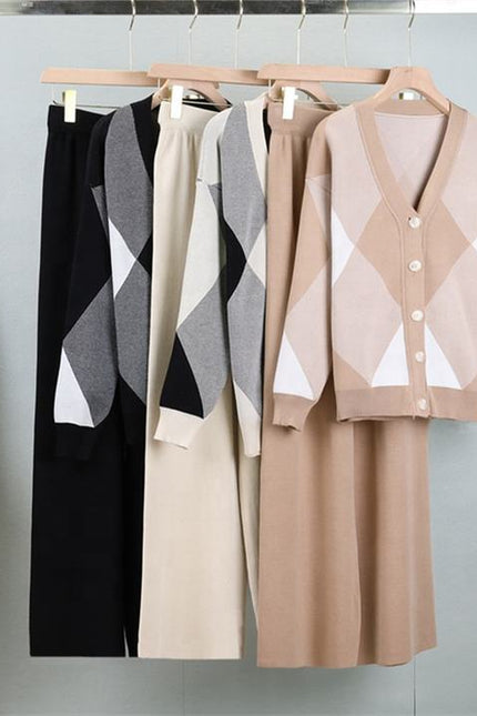 Autumn Fashion Loose Casual Knitted Cardigan Set Wide Leg Trousers and Knitted Cardigan Two-piece Set Female