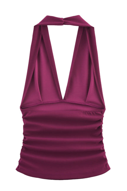 3 Colorway Back Hollow Out Solid Color Sleeveless Casual Fashion Women's Halter tank Tops