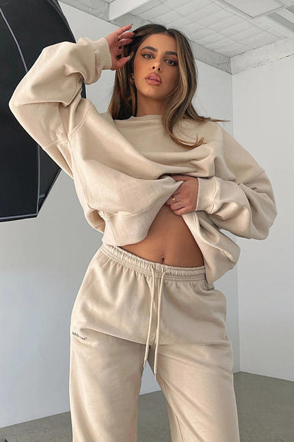 PASUXI Spring Fashion Womens Solid Color Sets Pullover Hoodies Casual Sports Jogger Pants Two Piece Sets