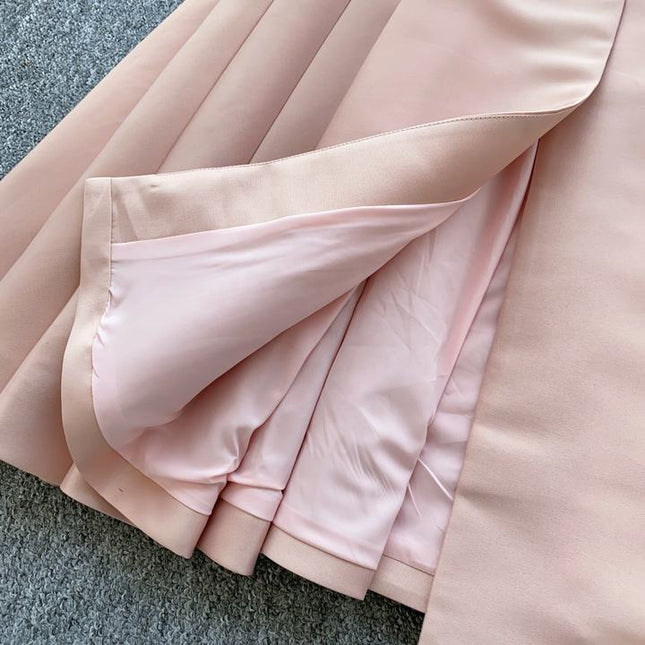 New Design Sense V-neck Backless Retro Solid Color Women's Casual Dress Prom Dress