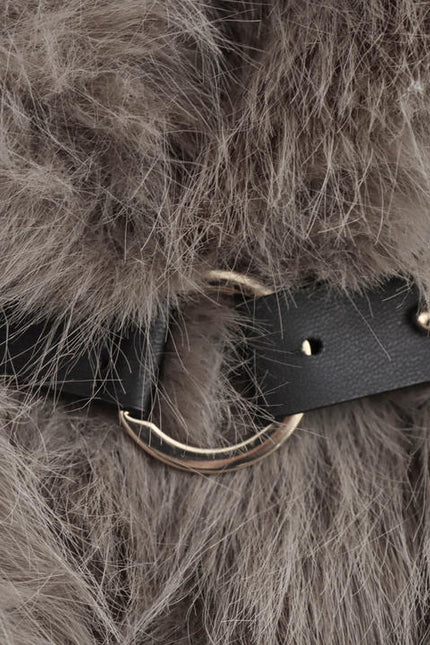 Çentikli yaka uzun kollu tek göğüslü düz renk rahat moda tüy ceket kadınlar için