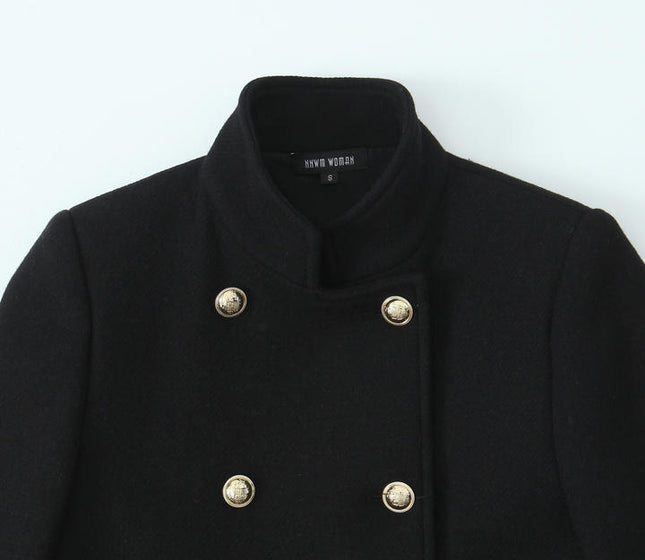 2 Colorway Double Breasted Solid Color Long Sleeve Stand Collar Casual Fashion Windbreaker Jacket for Women