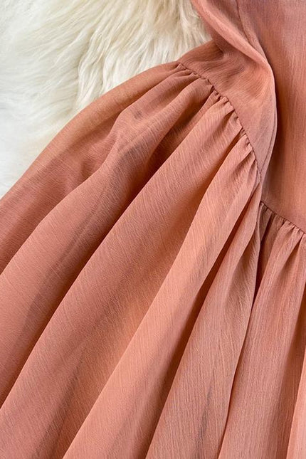 Verão A linha Vestido Curto Sem Mangas Cor Sólida Cintura Alta Deslizamento Sexy Dress