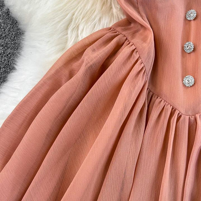 Verão A linha Vestido Curto Sem Mangas Cor Sólida Cintura Alta Deslizamento Sexy Dress