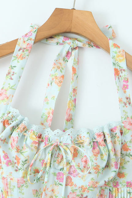 3 Colorway Back Hollow Out Sleeveless Front Lace up Casual Fashion Cotton Long Summer Dress for Women