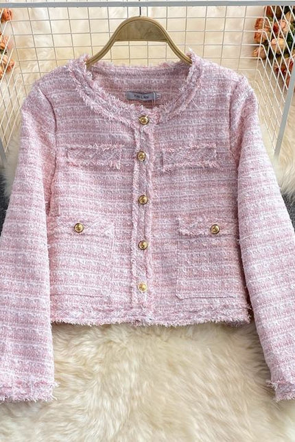 2024 Autumn Winter New Loose Jacket Long Sleeve Woolen Jacket Lady Coat Formal