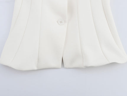 V Neck Buttons up Beige Color Sleeveless Casual Fashion Vest Waistcoat for Women