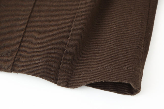 Crew Neck Single Breasted Long Sleeve Brown Color Hot Sale Casual Fashion Jeans Tops Blouse for Women