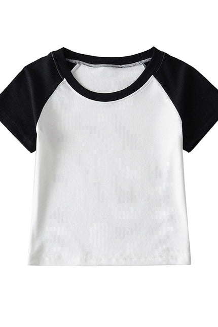 4 Colorway High Quality Short Sleeve Crew Neck Solid Color Casual Crop t Shirt for Women