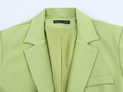 Single Breasted Green Color Notched Collar Long Sleeve Casual Fashion blazer Jacket for Women