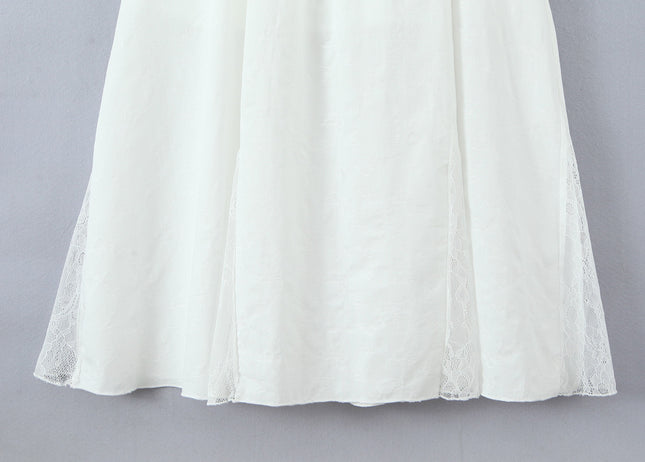Shoulder Strap White Color Lace up Hot Sale Casual Fashion Summer Cotton Dress slip Dress for Women