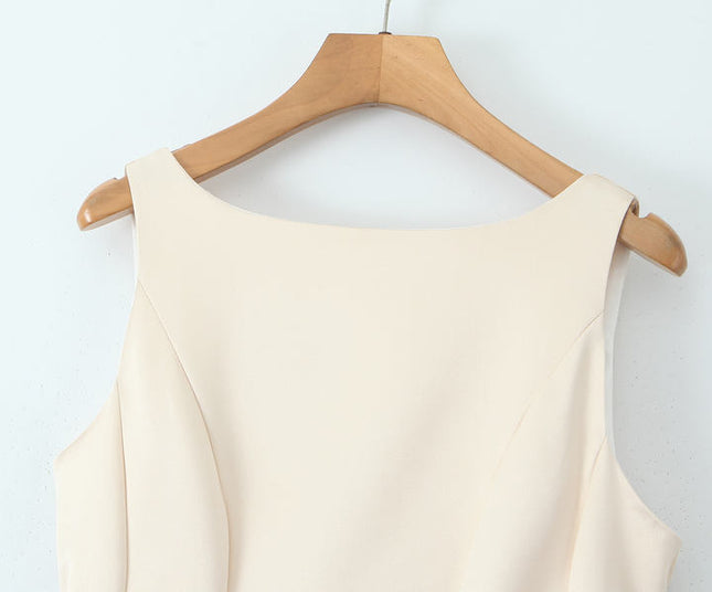2 Colorway Back Hollow Out Crew Neck Sleeveless Solid Color Causal Fashion Summer Mini Dress for Women
