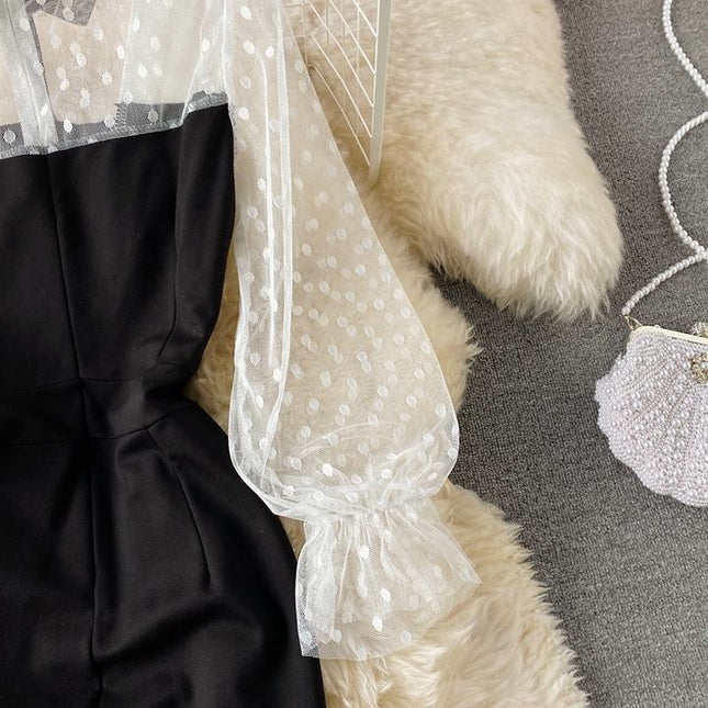 New Spring Mesh Stitching Package Hip Dresses Hot Sale High Quality Ladies Dresses