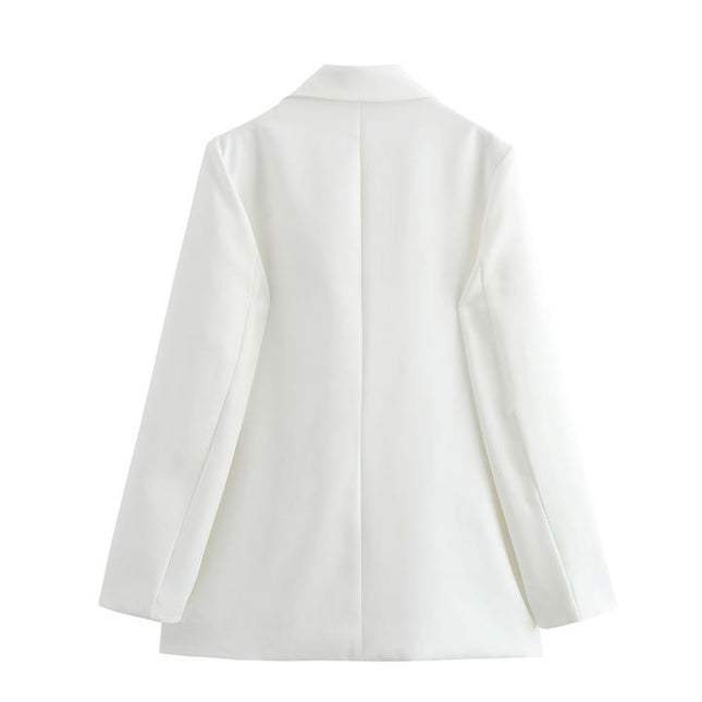 White Color Single Breasted Long Sleeve Front Flower Casual Fashion blazer Jacket for Women