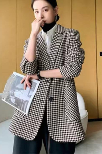 New Design Winter Women Slim Plaid Warm Long Coats