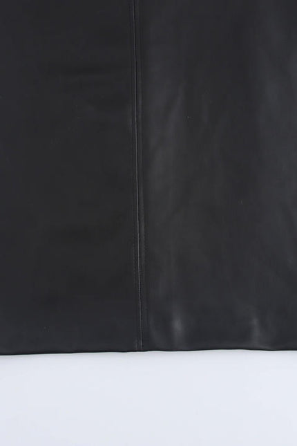 Asymmetrical Design Black Color Short Sleeve Casual Fashion Leather Long Dress for Women