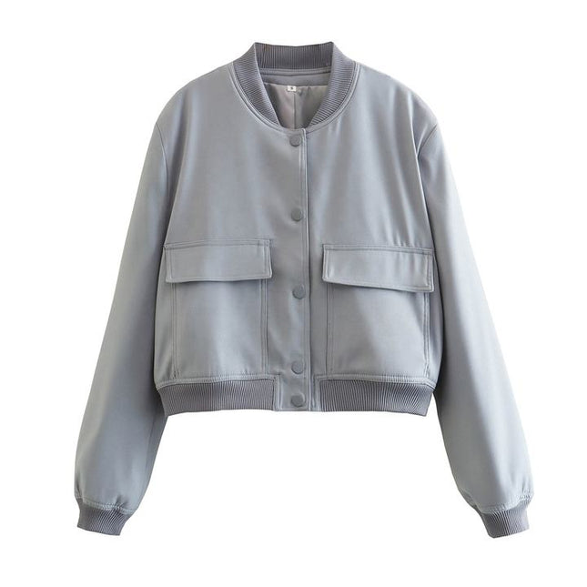 11 Colors Spring Fall Fashion New Collar Big Pockets Women'S Jacket Coat