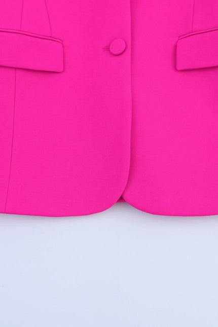 Notched Collar Rose Color Long Sleeve Single Breasted Casual Fashion blazer Jacket for Women