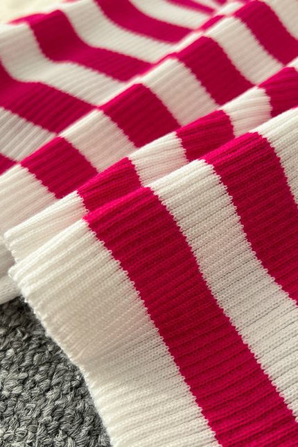 Vintage Lapel Single Breasted Cardigan Striped Women Knit Long Dresses