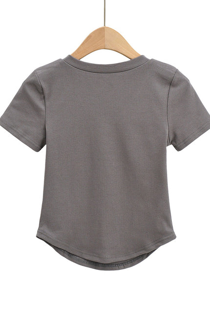 3 Colorway Solid Color v Neck Short Sleeve Casual Fashion Women t Shirt