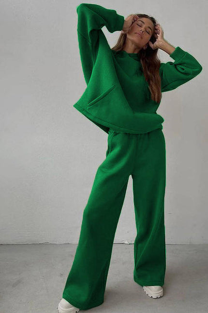 PASUXI Spring New Fashion Casual Suit Two Pieces of Loose Long Sleeve Hoodies Wide Leg Pants Sports Jogger Sets