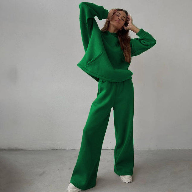 PASUXI Spring New Fashion Casual Suit Two Pieces of Loose Long Sleeve Hoodies Wide Leg Pants Sports Jogger Sets