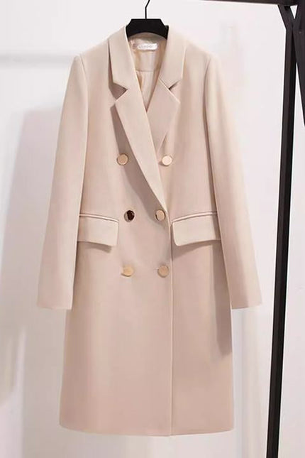 Coat Long Unique Women Fashion and Casual Versatile Double Breasted Button Long Loose Coat
