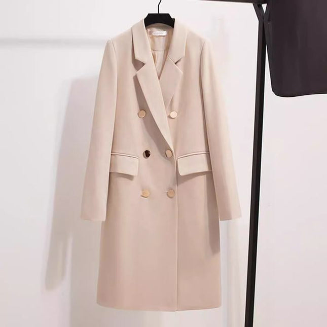Coat Long Unique Women Fashion and Casual Versatile Double Breasted Button Long Loose Coat