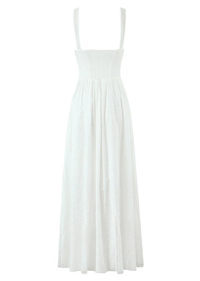 Shoulder Strap White Color Lace up Hot Sale Casual Fashion Summer Cotton Dress slip Dress for Women