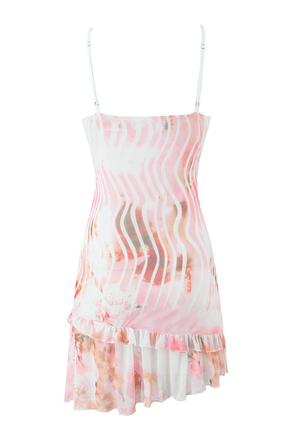 2 Colorway Floral Print Spaghetti Strap Multi Color Casual Fashion Summer Mini slip Dress for Women