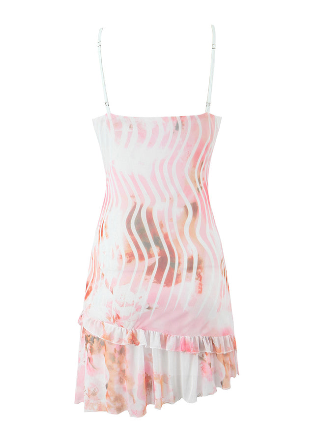 2 Colorway Floral Print Spaghetti Strap Multi Color Casual Fashion Summer Mini slip Dress for Women
