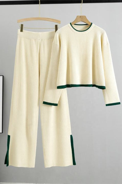 Knitted Set Women's Autumn Sweater Wide Leg Pants Two-piece Set