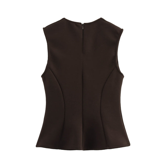 2 Colorway Solid Color Zipper Fly Hot Sale Casual Fashion Vest Waistcoat for Women