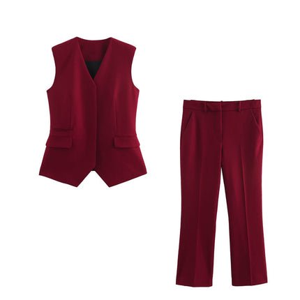 V Neck Red Color Hot Sale Casual Fashion Waistcoat Vest for Women