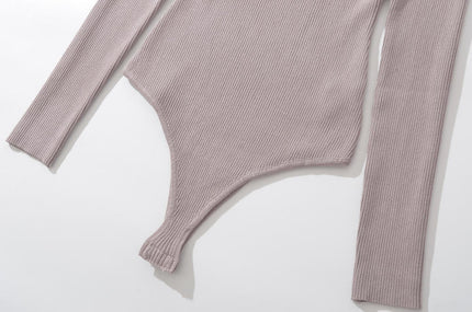 4 Colorway Slash Neck Long Sleeve Solid Color Knitted Casual Fashion Women One Piece Jumpsuit